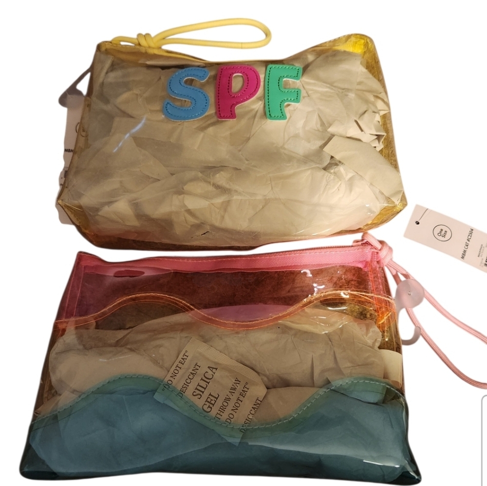 Colorful Transparent Pouch Set, Ideal 4 Travel, Beach N Pool Day☆get Both